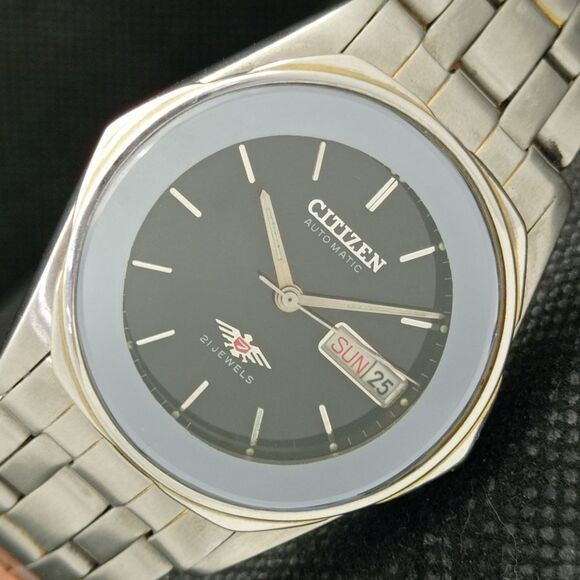 Vintage 1991 Citizen Automatic Mens Silver Watch W/daydate & Glass Back - Picture 1 of 8